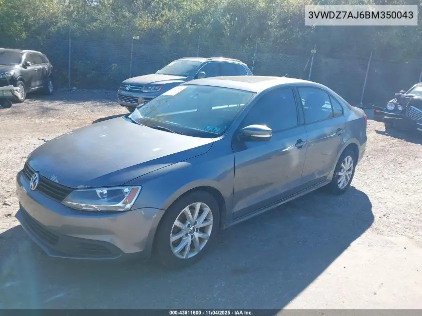 3VWDZ7AJ6BM350043 2011 Volkswagen Jetta 2.5L Se