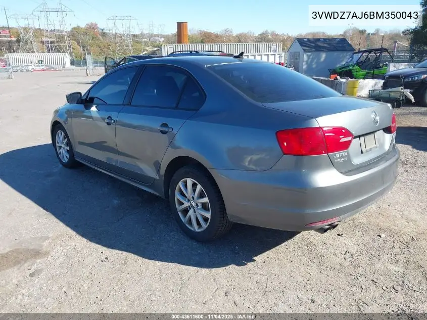 3VWDZ7AJ6BM350043 2011 Volkswagen Jetta 2.5L Se