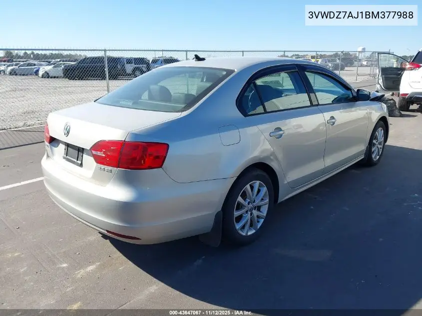 3VWDZ7AJ1BM377988 2011 Volkswagen Jetta 2.5L Se