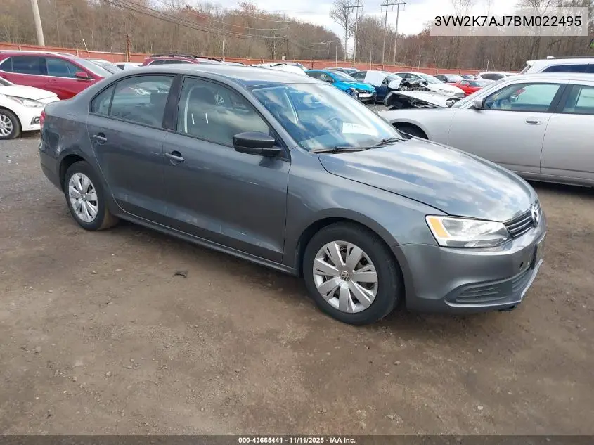 3VW2K7AJ7BM022495 2011 Volkswagen Jetta 2.0L S
