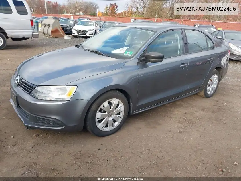 3VW2K7AJ7BM022495 2011 Volkswagen Jetta 2.0L S