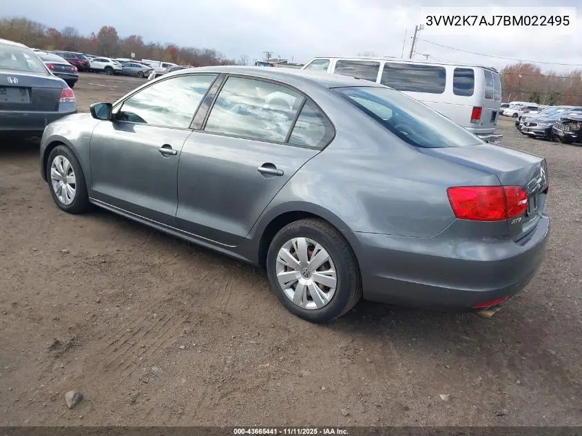 3VW2K7AJ7BM022495 2011 Volkswagen Jetta 2.0L S