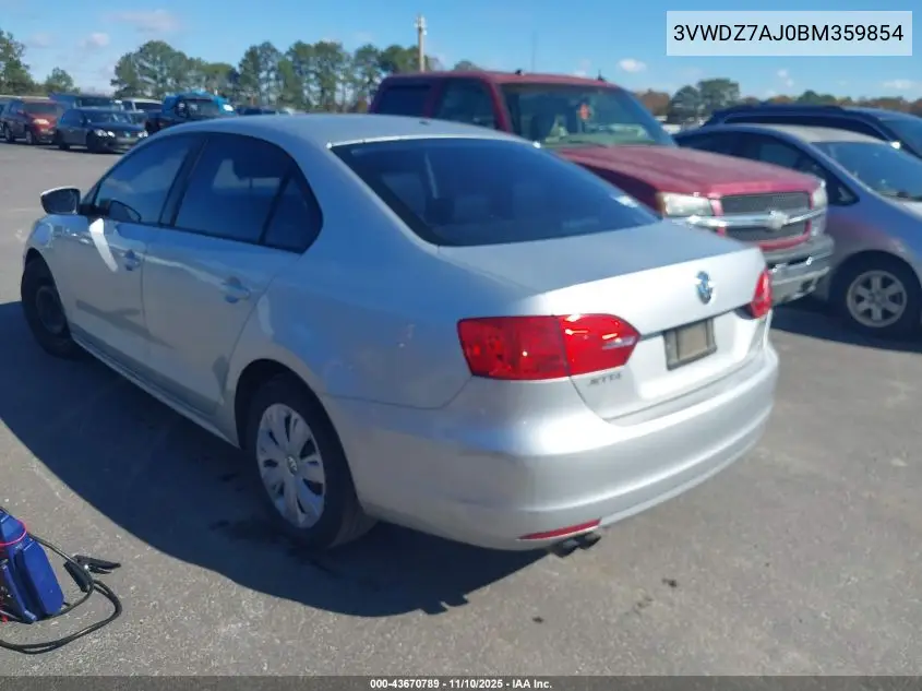 3VWDZ7AJ0BM359854 2011 Volkswagen Jetta 2.5L Se