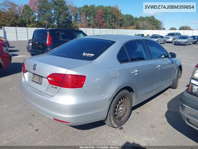 3VWDZ7AJ0BM359854 2011 Volkswagen Jetta 2.5L Se