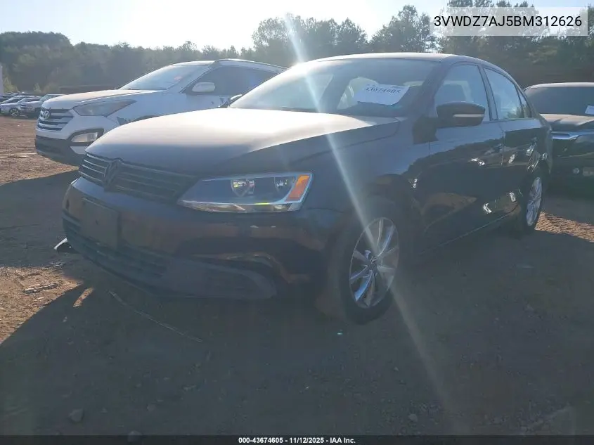 3VWDZ7AJ5BM312626 2011 Volkswagen Jetta 2.5L Se