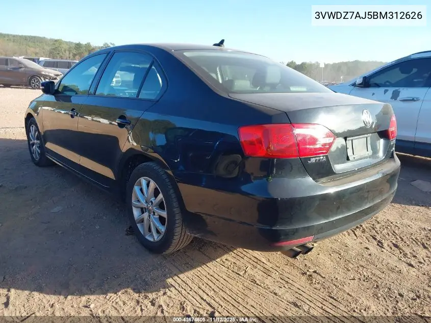 3VWDZ7AJ5BM312626 2011 Volkswagen Jetta 2.5L Se