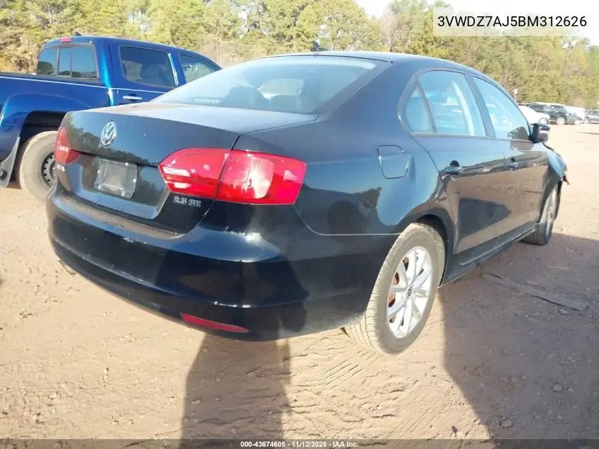 3VWDZ7AJ5BM312626 2011 Volkswagen Jetta 2.5L Se