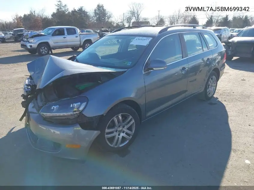 3VWML7AJ5BM699342 2011 Volkswagen Jetta Sportwagen 2.0L Tdi