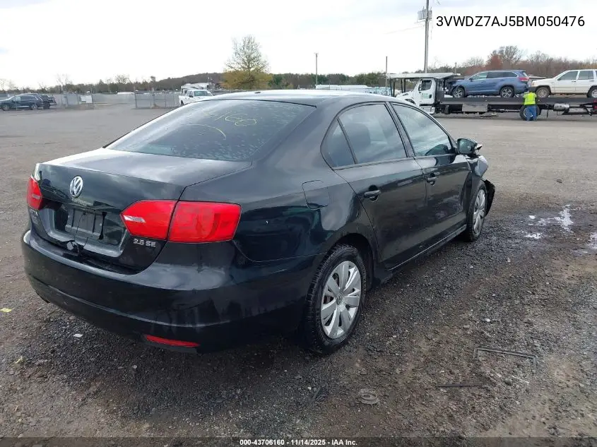 3VWDZ7AJ5BM050476 2011 Volkswagen Jetta 2.5L Se
