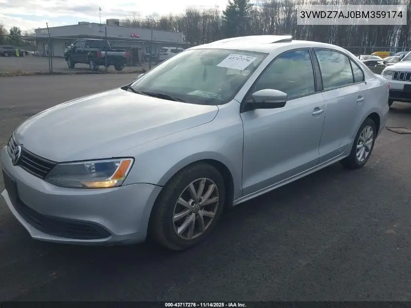 3VWDZ7AJ0BM359174 2011 Volkswagen Jetta 2.5L Se