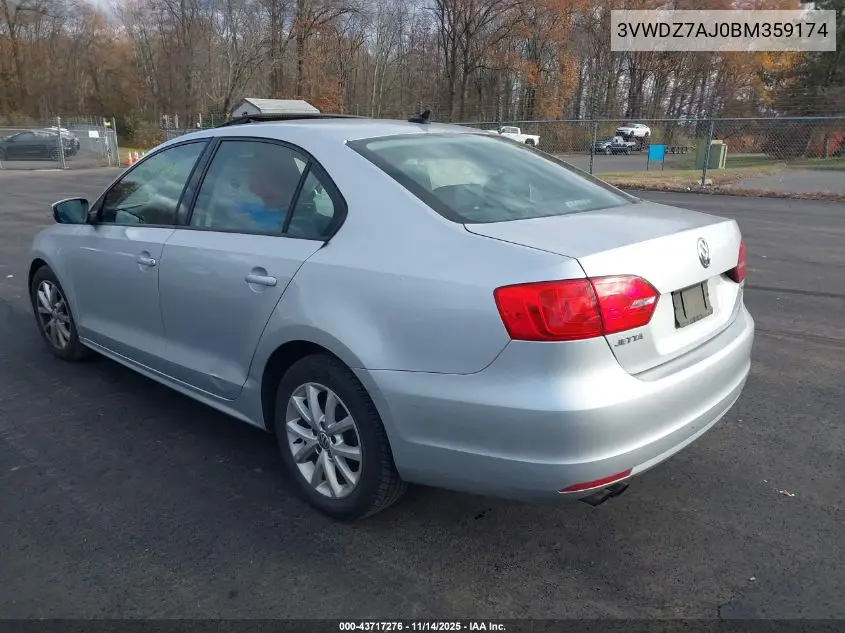 3VWDZ7AJ0BM359174 2011 Volkswagen Jetta 2.5L Se