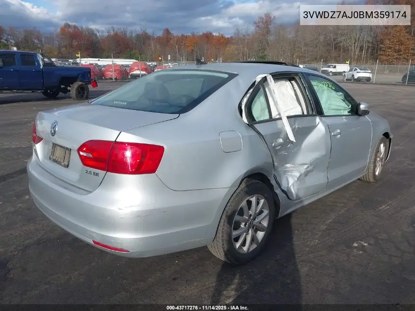 3VWDZ7AJ0BM359174 2011 Volkswagen Jetta 2.5L Se