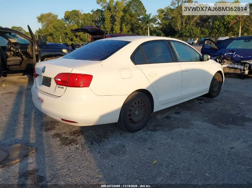 3VWDX7AJ6BM362814 2011 Volkswagen Jetta 2.5L Se