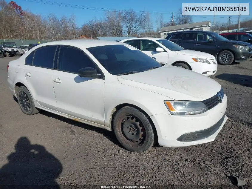 3VW2K7AJ1BM358188 2011 Volkswagen Jetta 2.0L S