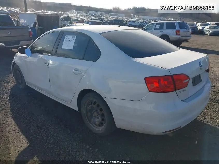 3VW2K7AJ1BM358188 2011 Volkswagen Jetta 2.0L S