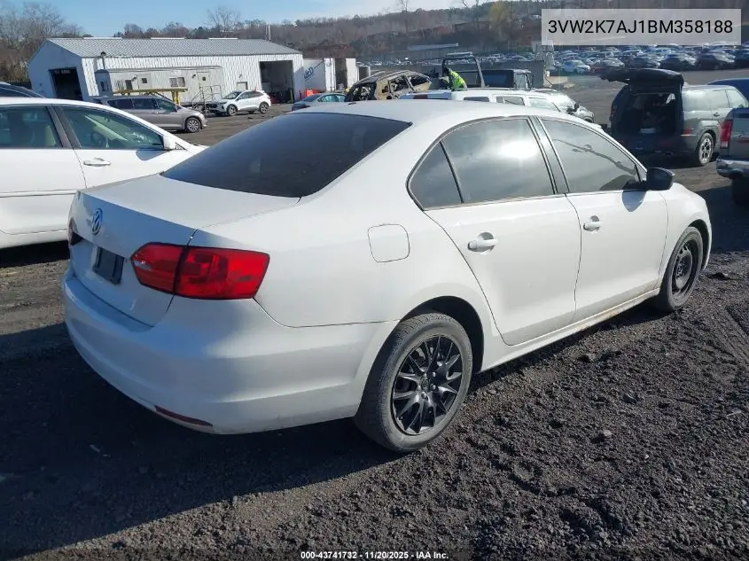 3VW2K7AJ1BM358188 2011 Volkswagen Jetta 2.0L S