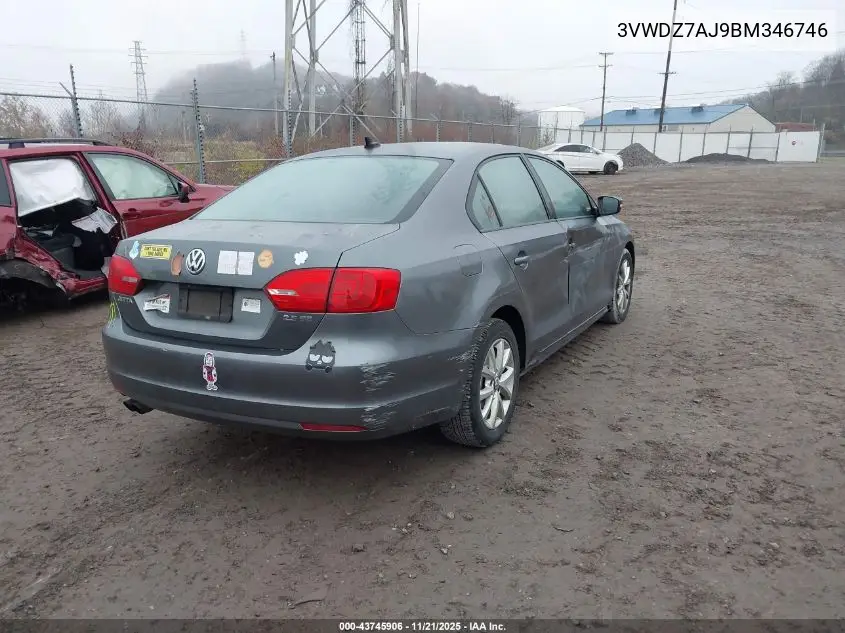 3VWDZ7AJ9BM346746 2011 Volkswagen Jetta 2.5L Se