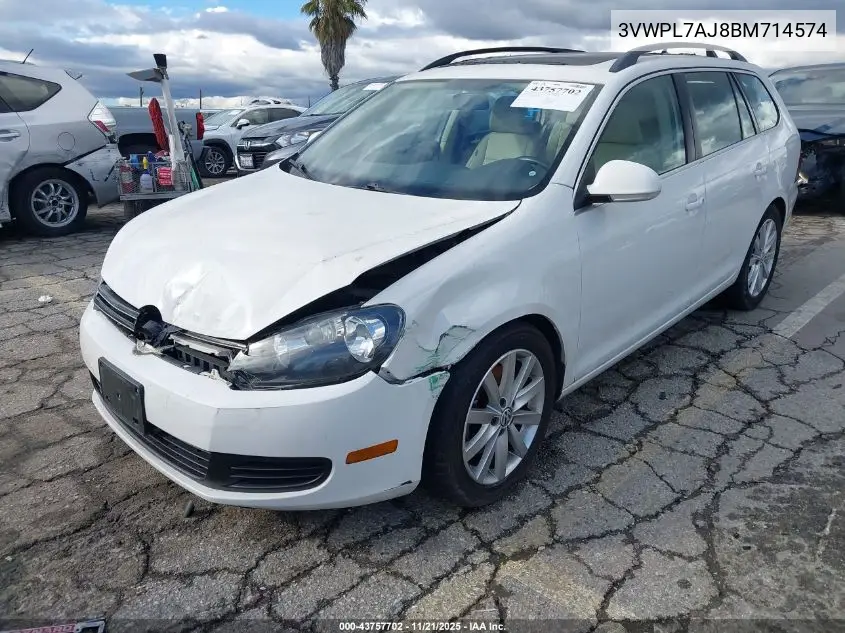 3VWPL7AJ8BM714574 2011 Volkswagen Jetta Sportwagen 2.0L Tdi