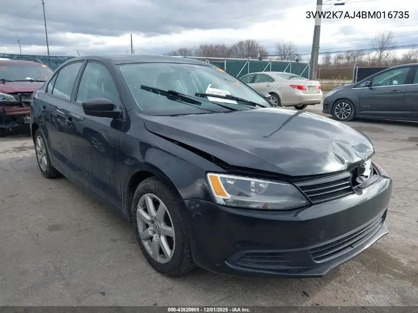 3VW2K7AJ4BM016735 2011 Volkswagen Jetta 2.0L S