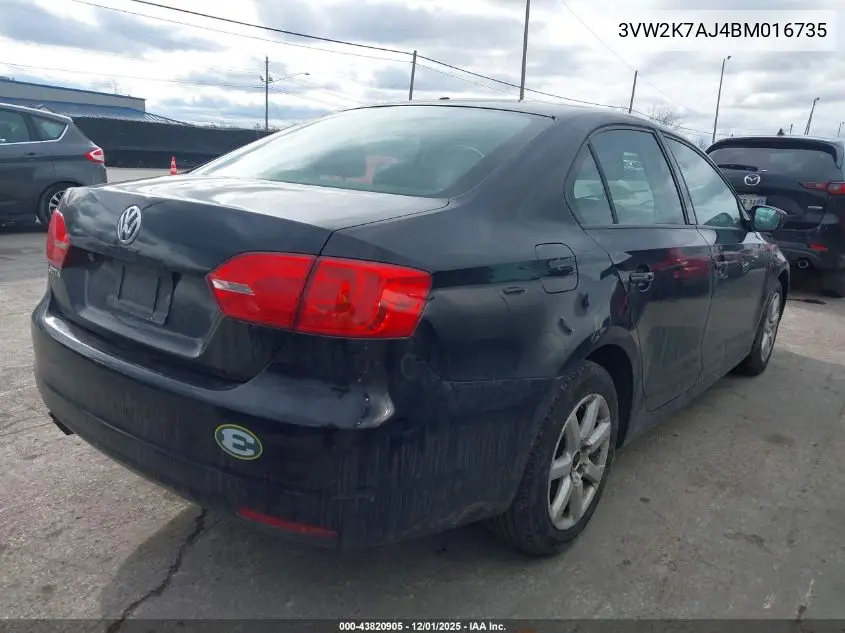 3VW2K7AJ4BM016735 2011 Volkswagen Jetta 2.0L S