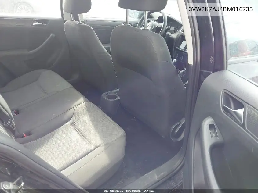 3VW2K7AJ4BM016735 2011 Volkswagen Jetta 2.0L S