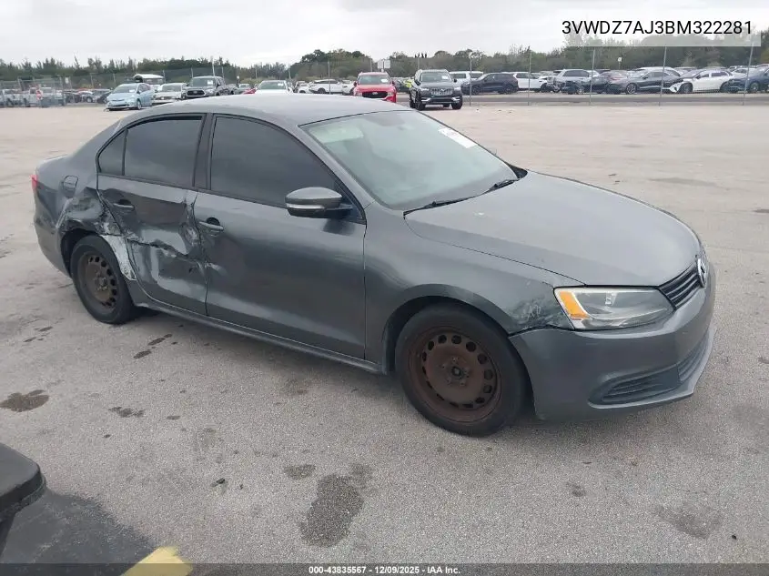 3VWDZ7AJ3BM322281 2011 Volkswagen Jetta 2.5L Se