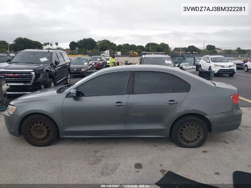 3VWDZ7AJ3BM322281 2011 Volkswagen Jetta 2.5L Se