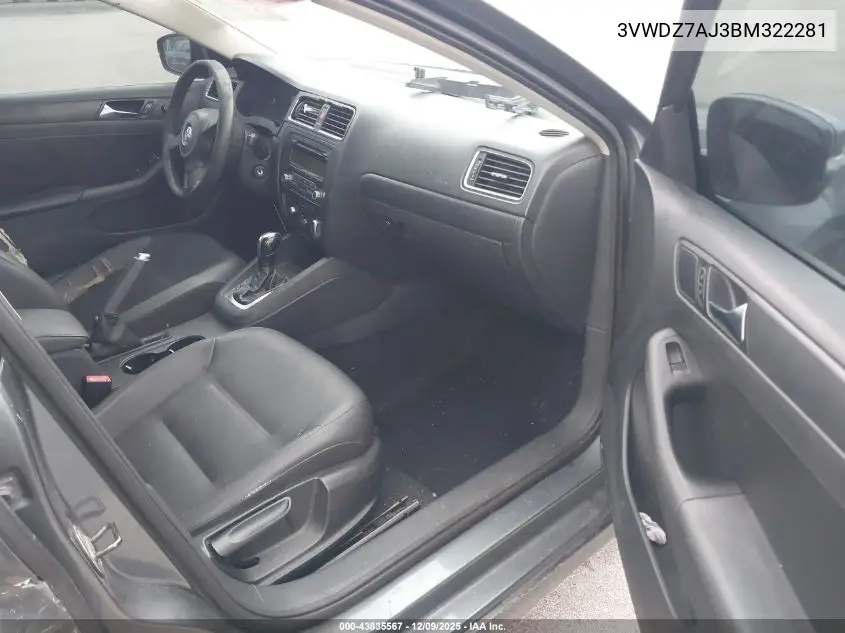 3VWDZ7AJ3BM322281 2011 Volkswagen Jetta 2.5L Se