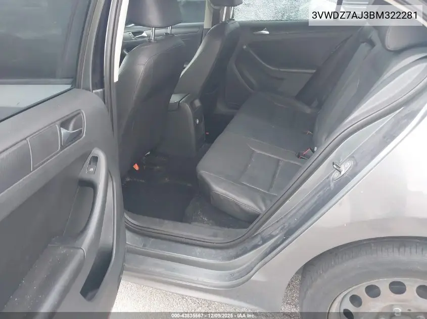 3VWDZ7AJ3BM322281 2011 Volkswagen Jetta 2.5L Se