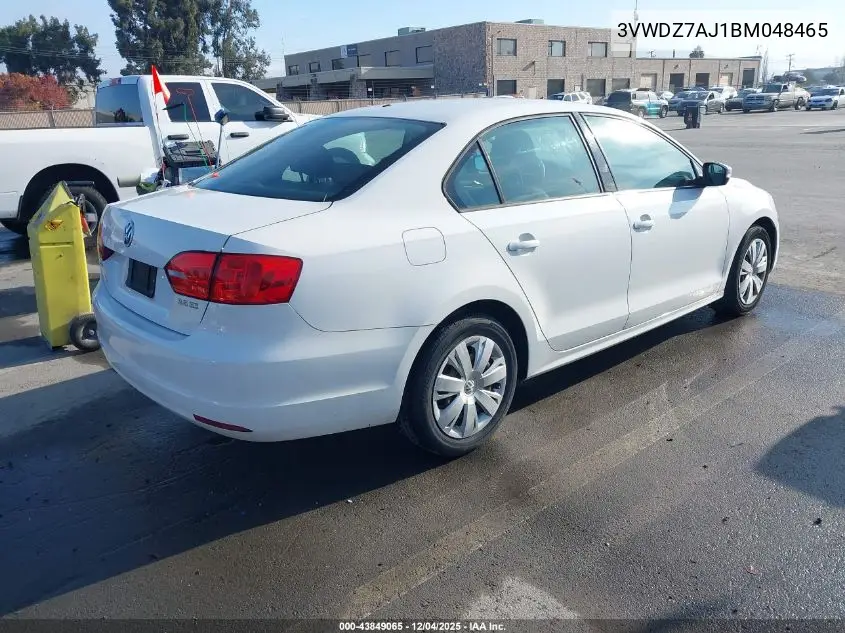 3VWDZ7AJ1BM048465 2011 Volkswagen Jetta 2.5L Se