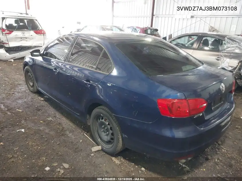 3VWDZ7AJ3BM073108 2011 Volkswagen Jetta 2.5L Se