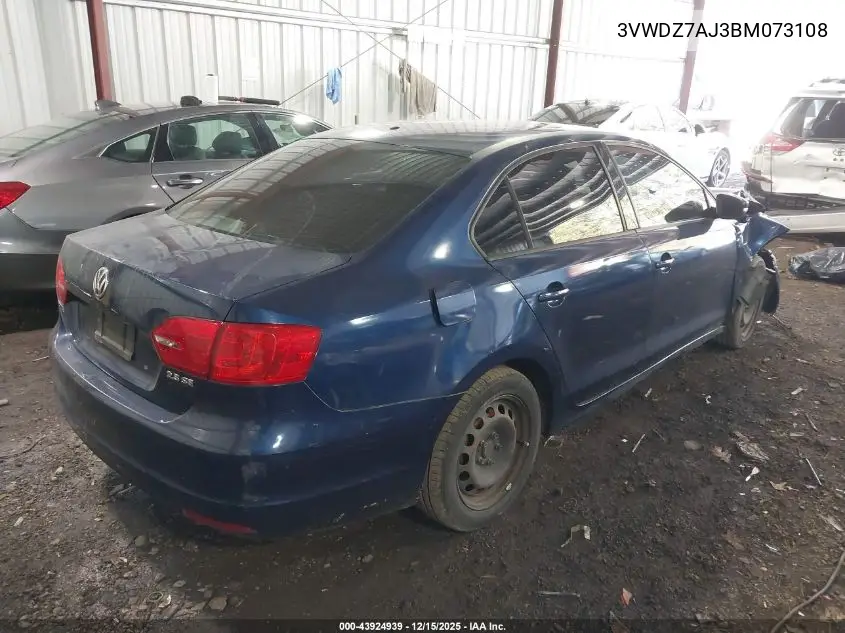 3VWDZ7AJ3BM073108 2011 Volkswagen Jetta 2.5L Se