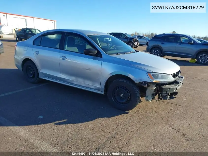 3VW1K7AJ2CM318229 2012 Volkswagen Jetta S