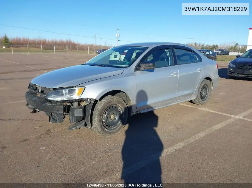3VW1K7AJ2CM318229 2012 Volkswagen Jetta S
