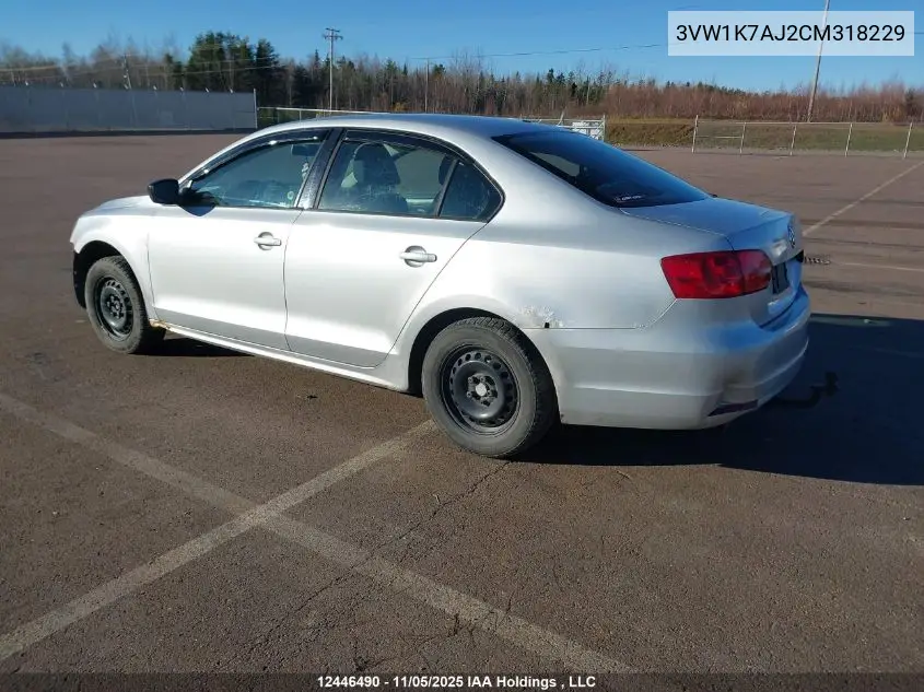3VW1K7AJ2CM318229 2012 Volkswagen Jetta S