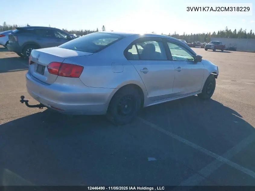 3VW1K7AJ2CM318229 2012 Volkswagen Jetta S