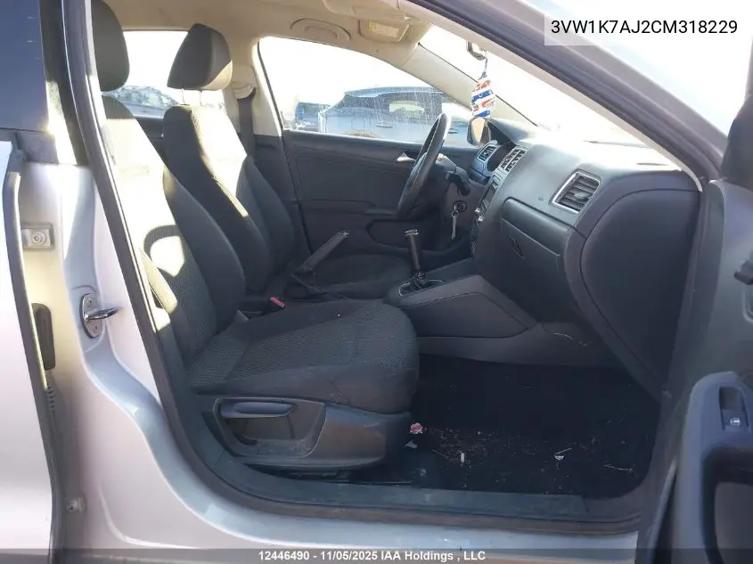 3VW1K7AJ2CM318229 2012 Volkswagen Jetta S
