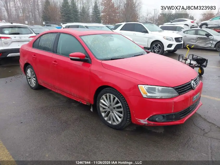 3VWDX7AJ8CM323983 2012 Volkswagen Jetta Se