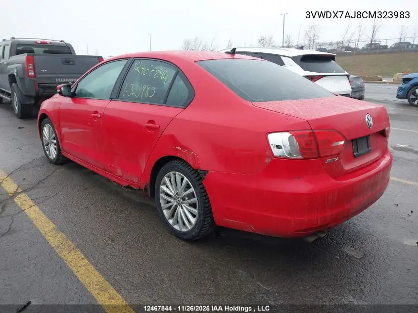 3VWDX7AJ8CM323983 2012 Volkswagen Jetta Se