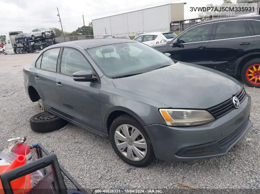 3VWDP7AJ5CM335931 2012 Volkswagen Jetta 2.5L Se