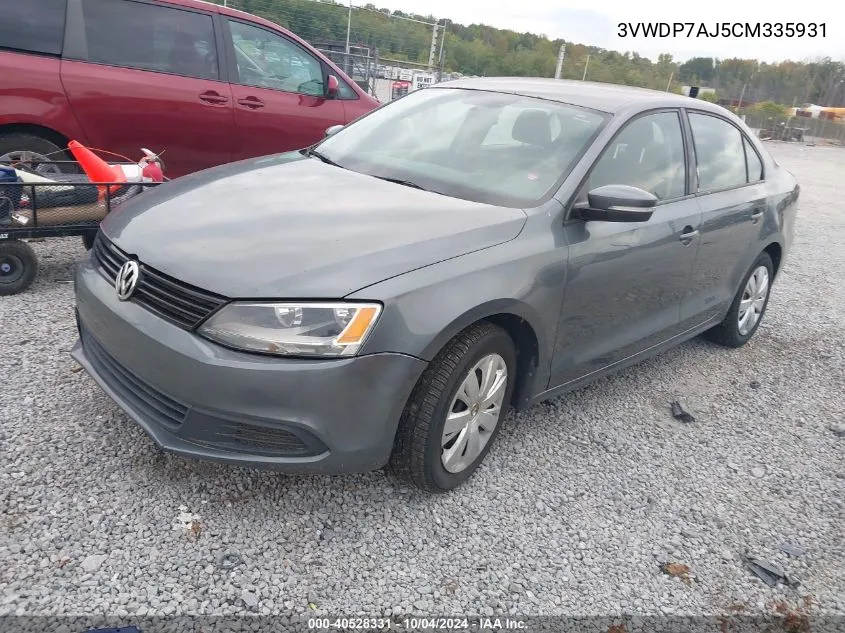 3VWDP7AJ5CM335931 2012 Volkswagen Jetta 2.5L Se