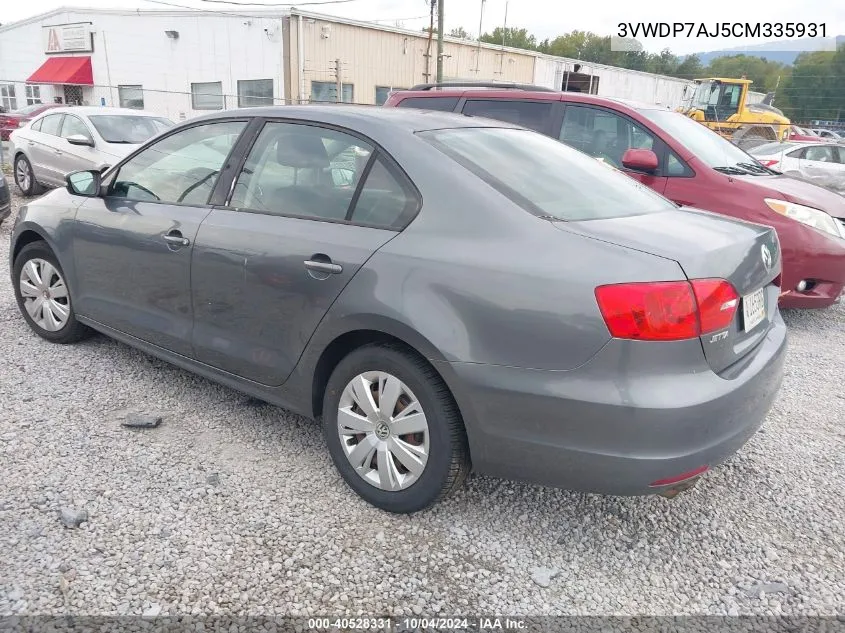 3VWDP7AJ5CM335931 2012 Volkswagen Jetta 2.5L Se