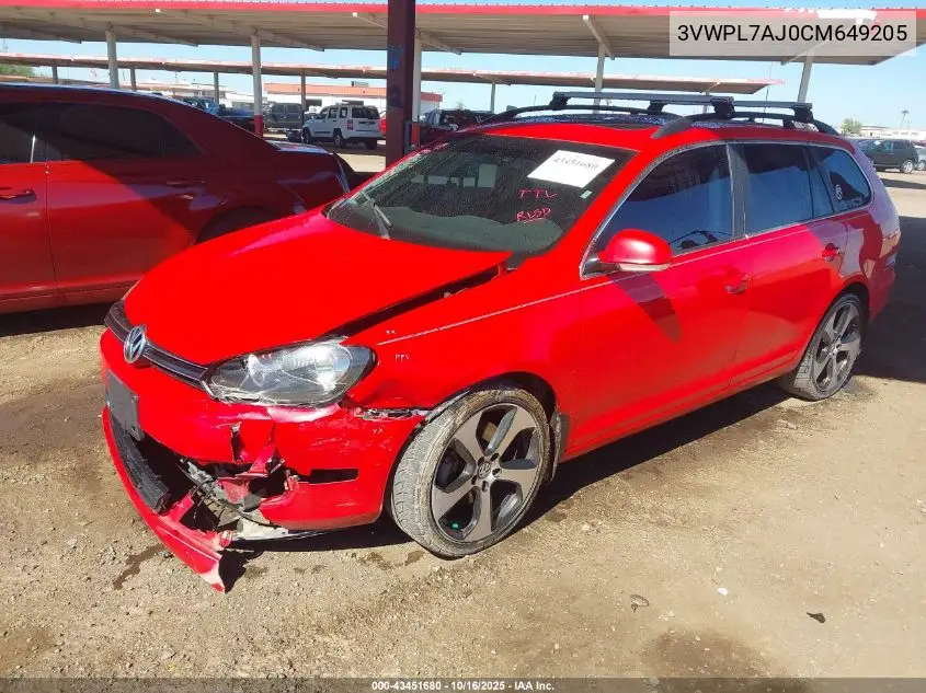 3VWPL7AJ0CM649205 2012 Volkswagen Jetta Sportwagen 2.0L Tdi