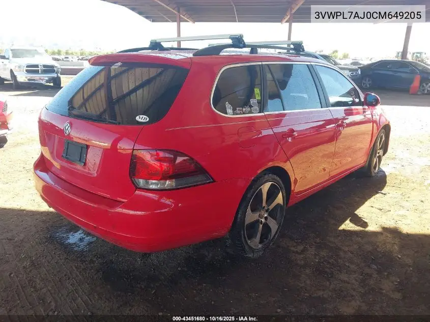 3VWPL7AJ0CM649205 2012 Volkswagen Jetta Sportwagen 2.0L Tdi