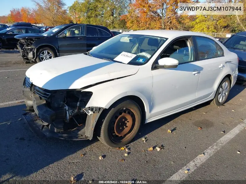 3VWDP7AJ3CM107944 2012 Volkswagen Jetta 2.5L Se