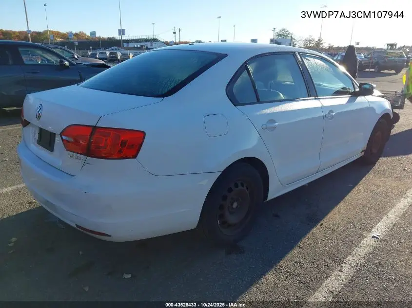 3VWDP7AJ3CM107944 2012 Volkswagen Jetta 2.5L Se