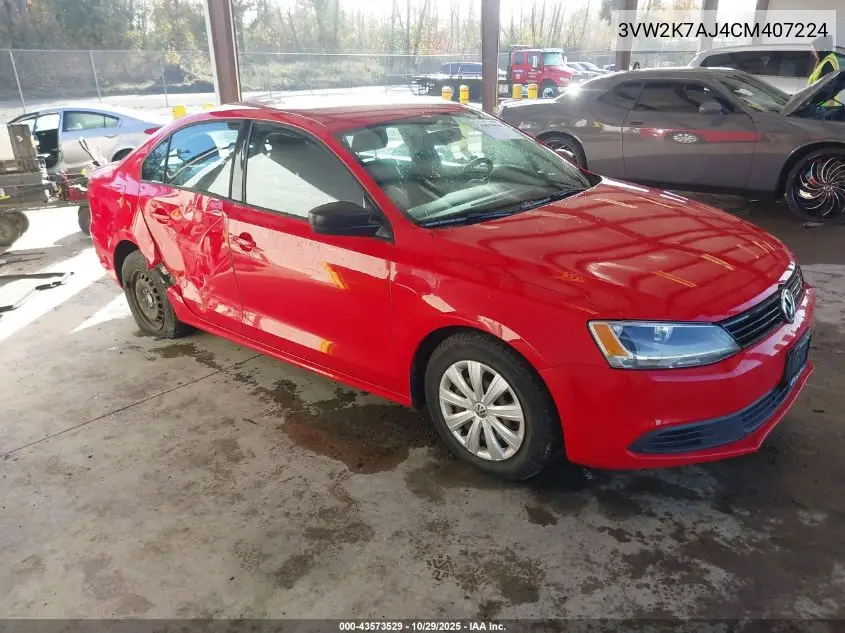 3VW2K7AJ4CM407224 2012 Volkswagen Jetta 2.0L S