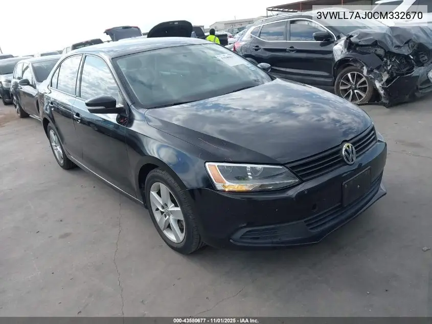 3VWLL7AJ0CM332670 2012 Volkswagen Jetta 2.0L Tdi