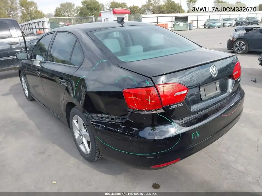 3VWLL7AJ0CM332670 2012 Volkswagen Jetta 2.0L Tdi