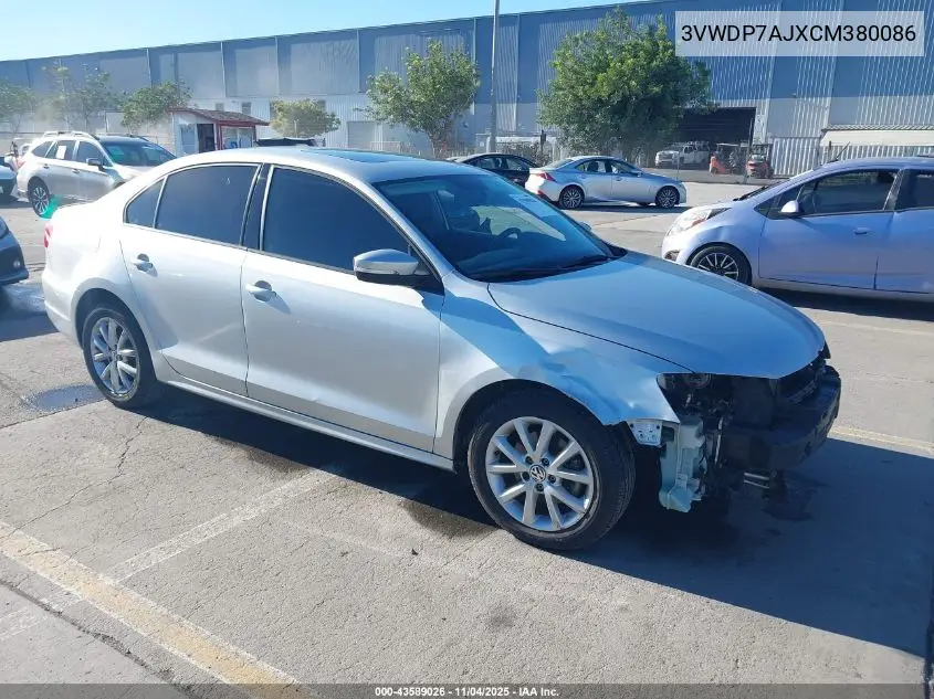 3VWDP7AJXCM380086 2012 Volkswagen Jetta 2.5L Se